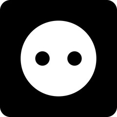 Minimalist black and white graphic of a power outlet. Symbolizes energy, connection, electricity, and technology. Useful for web design, presentations, or print material.
