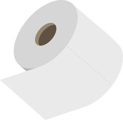A minimalist illustration of a toilet paper roll against a vibrant blue backdrop.  Perfect for hygiene, cleanliness, or bathroomrelated designs.