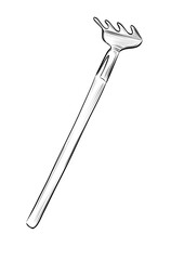 Gardening rake with long handle sketch vector