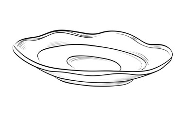 Ceramic saucer for cup hand drawn sketch vector
