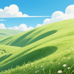 Obraz premium Rolling Green Hills with a Clear Blue Sky