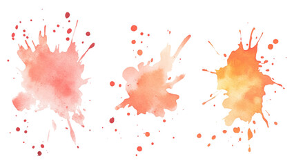 Three watercolor stock brush on white background. Set of watercolor circles multicolored, Colors watercolor paint stains vector backgrounds.