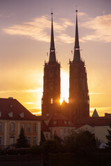 Naklejka premium summer beautiful morning in wroclaw, poland