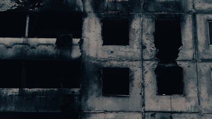 ruined street and destroyed houses the city war in Ukraine