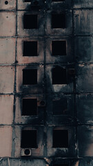 ruined street and destroyed houses the city war in Ukraine