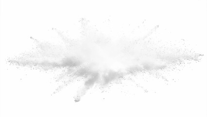 White powder explosion, isolated on white background. Bright white paint color powder explosion. Abstract gray and white explosion powder background texture.