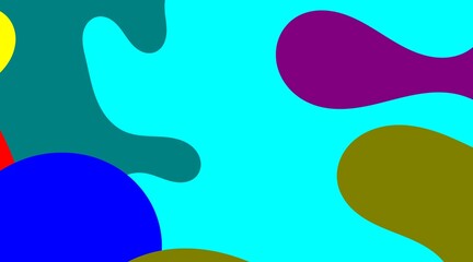 Abstract graphic highlights a diverse collection of irregularly contoured shapes in varying shades of blue, green, yellow, and red, interlocking to form a cohesive yet dynamic.
