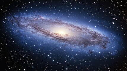 Fototapeta premium A mesmerizing spiral galaxy, swirling arms of stars and gas, luminous core, set against a backdrop of countless stars in deep space