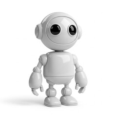 Fototapeta premium 3d white people robot isolated on white, 3D illustration, cartoon