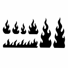 Black flame silhouettes in various shapes.