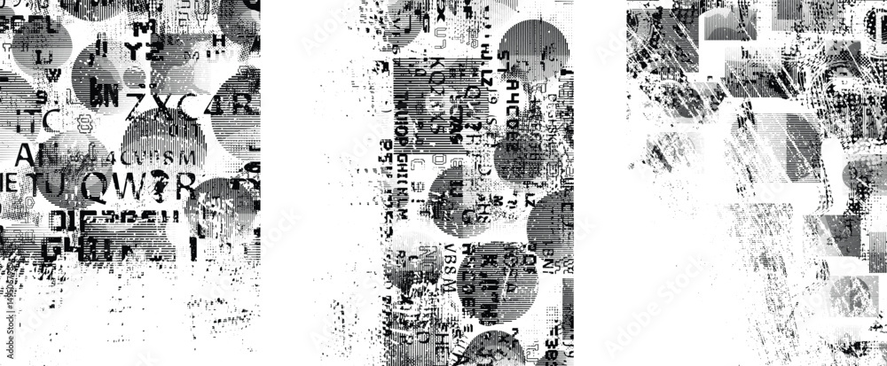 Poster Glitch distorted geometric shape . Noise destroyed logo . Trendy defect error shapes . Glitched frame .Grunge textured . Distressed effect .Vector shapes with a halftone dots screen print texture.