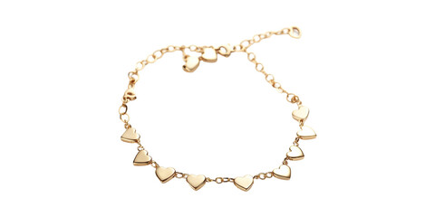 Naklejka premium Gold Heart Charm Bracelet. Elegant Jewelry For Romantic Occasions Isolated On Transparent Background