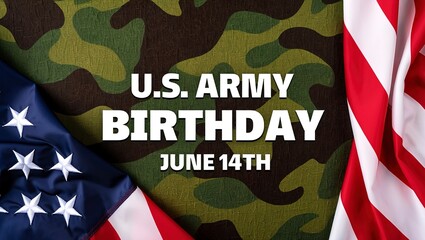 U.S. Army Birthday Banner with Flag and Camouflage