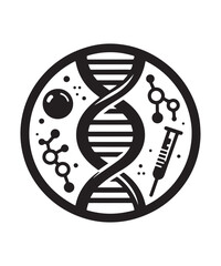 Dna Flat genetic icon vector flat black trendy style vector on white background.