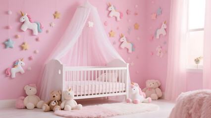 pink baby bed