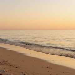 Peaceful Sunset Beach Scene with Soft Golden Light