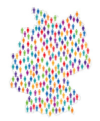 Colorful human icons form the shape of germany map
