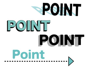 矢印　ポイント　文字　アイコン　青