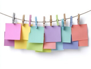 Colorful pastel notes hanging on a string. Perfect for websites, blogs, presentations, social media, and more!