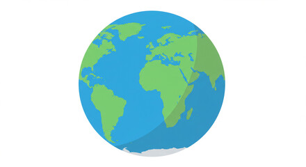 Fototapeta premium Earth Globe: a vivid illustration of earth from space, presenting its continents and oceans with a simple and clean design. It symbolizes global awareness and environmental consciousness.