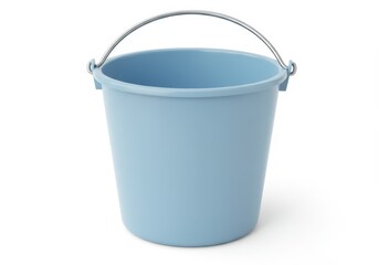 3D Illustration of Light blue bucket with silver handle isolated on white background