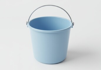 3D Illustration of Light blue bucket with silver handle isolated on white background