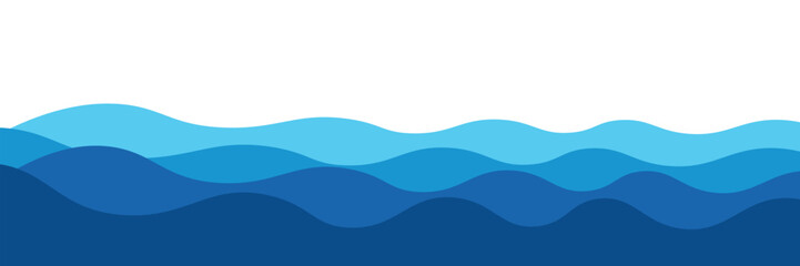 Seamless sea waves layered vector background. Blue ocean waves. Water wave pattern design.
