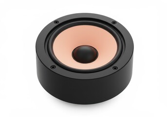 Obraz premium 3D Illustration of Black speaker with copper cone isolated on white background