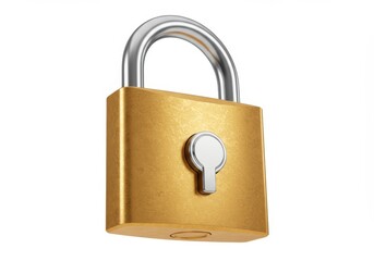 Naklejka premium 3D Illustration of Golden padlock with silver shackle isolated on white background