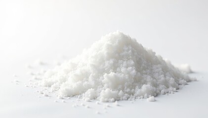 Crystalline sugar granules, bright white background, ingredient, granule, sparkling