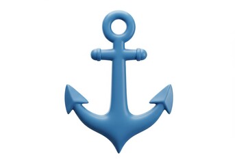 Obraz premium 3D Illustration of Blue anchor isolated on white background, a nautical symbol of the sea
