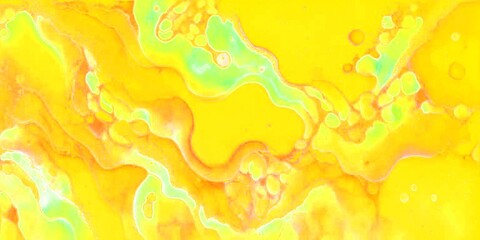 Abstract yellow summer marble waves background template.Orange green spots.Gradient wallpaper.Bright colors.Card.Web.Frame.