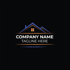 Modern real estate logo design featuring a house