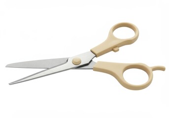 Fototapeta premium 3D Illustration of Pair of scissors with beige handles isolated on white background