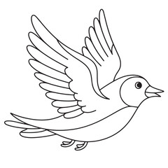 Bird in Flight Line Art Illustration