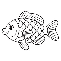 Cute Fish Line Art Illustration