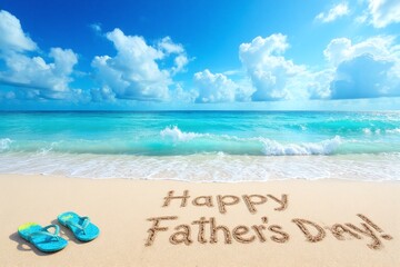 pair of flip flops sitting on top of a sandy beach next to the ocean