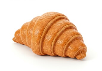 3D Illustration of Golden brown croissant isolated on white background
