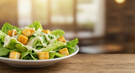 Fresh Caesar Salad on Plate