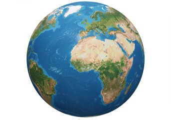 3D Illustration of Earth globe showing continents and oceans isolated on white background