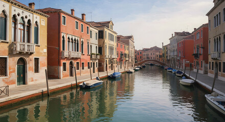 Obraz premium Charming Venetian Canal with Colorful Buildings and Boats