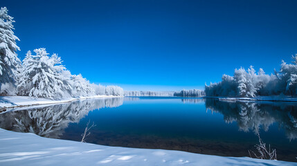 Landscape Wallpaper Winter Snow Scenery Lake Reflection Symmetry Tranquil Natural Scenery
