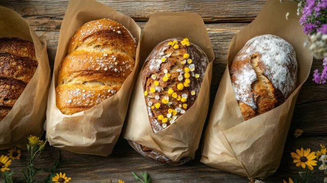 Fresh Baked Bread Loaf in Morning Sunlight Delightful Pastry Radiates Warmth Comfort