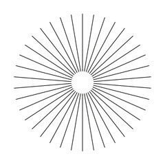 Obraz premium Sunburst element. Sun star rays. Radial stripes. Ray beam. Radial circle radiation lines, burst. Circulars lines. Spokes with radiating stripes grid. Abstract illusion pattern. Outline thin graphic.