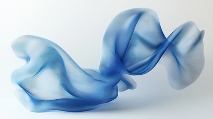 Blue Fabric in Motion Against White Background