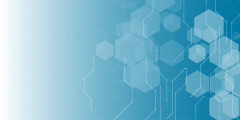 Blue abstract technology background vector with hexagons. vector illustration