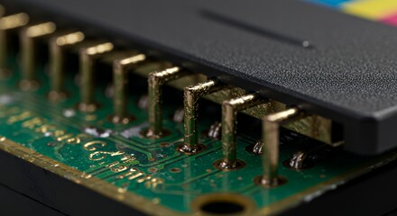 Electronic Connector Pins and Green Circuit Board