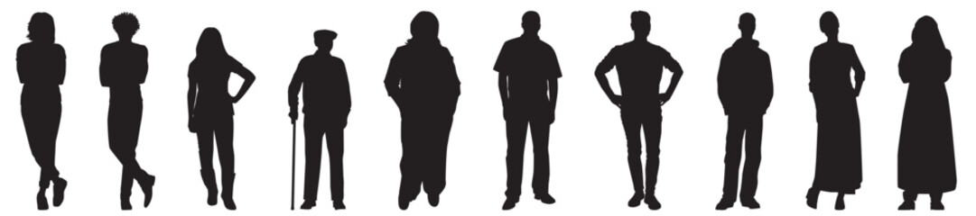 diverse people silhouette vector illustration