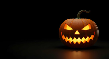 Spooky Jack-o'-Lantern with Glowing Face for Halloween Celebrations