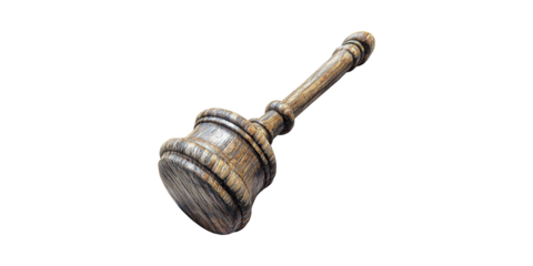Wooden Judge'S Gavel. Symbol Of Justice And Legal Authority Isolated On Transparent Background